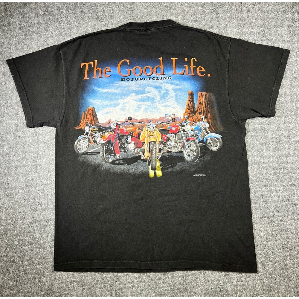 Vintage 1998 The Good Life Motorcycling T-Shirt Black